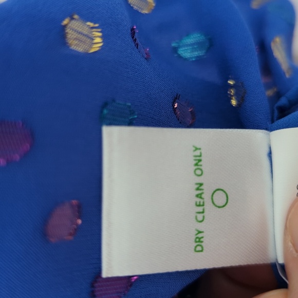 Lilly Pulitzer Florin Silk top in Morroccan Clip Dot Metallic XS - Picture 5 of 7